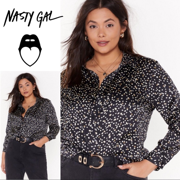 Nasty Gal Feelin’ Dot Button Down Shirt - Size 14 - Picture 2 of 11
